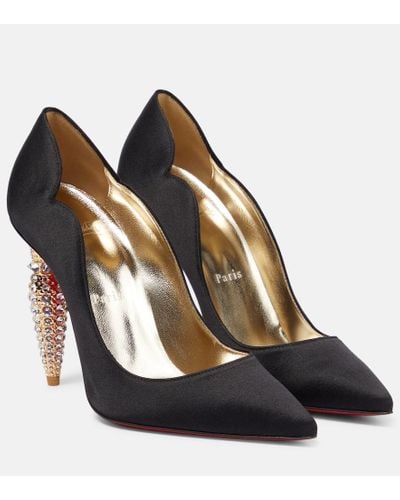 Christian Louboutin Lipstrass Crepe Crystal-embellished Pumps - Brown