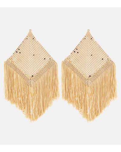Rabanne Fringed Chainmail Earrings - Natural