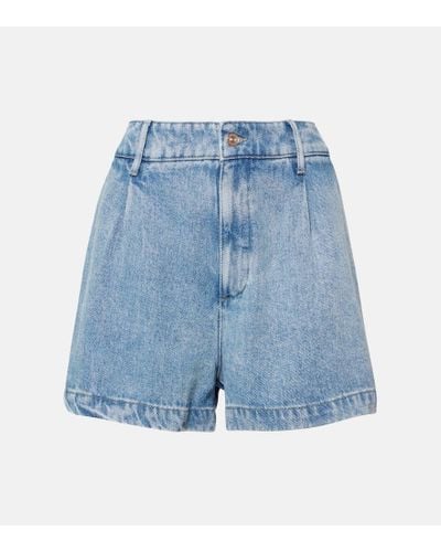 7 For All Mankind High-rise Pleated Shorts - Blue