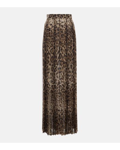 Dolce & Gabbana Jupe longue a motif leopard - Marron
