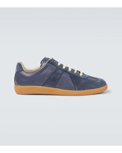 Maison Margiela Replica Suede And Leather Sneakers - Blue