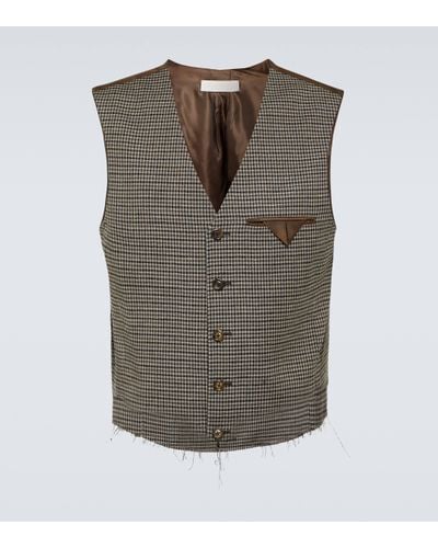 Our Legacy Cut Fringed Checked Vest - Brown