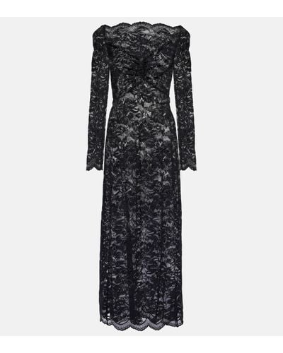 Rabanne Floral Lace Maxi Dress - Black