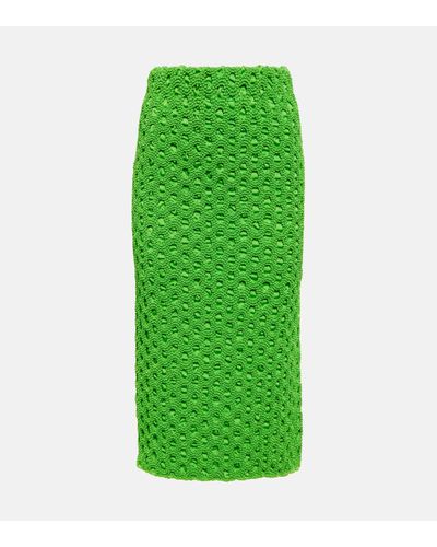 Ganni Smocked High-waist Pencil Skirt - Green