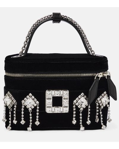 Roger Vivier Vanity Small Embellished Velvet Crossbody Bag - Black
