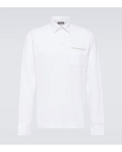 Zegna Polohemd aus Baumwoll-Pique - Weiß