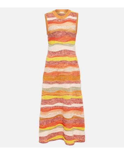 Ulla Johnson Gaia Knitted Striped Maxi Dress - Orange