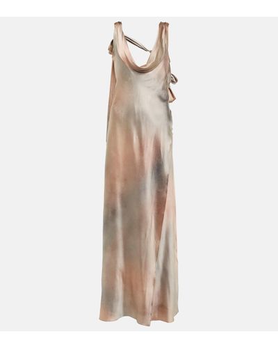 Acne Studios Tie-back Silk-blend Satin Wrap Gown - Natural