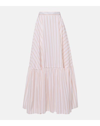 Plan C Pleated Cotton Maxi Skirt - Pink
