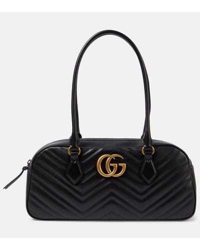 Gucci Schultertasche GG Marmont Medium aus Leder - Schwarz