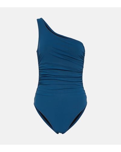 Karla Colletto One Shoulder Ruched Swimsuit - Blue