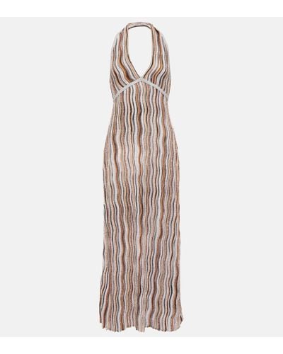 Missoni Sequined Halterneck Maxi Dress - Natural