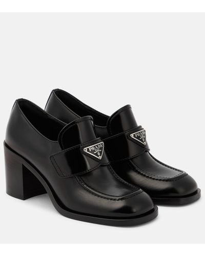 Prada Chocolate Flow Leather Loafer Court Shoes - Black