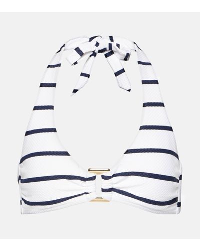 Heidi Klein Striped Halterneck Bikini Top - White