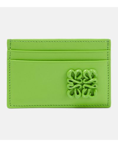 Loewe Anagram Leather Card Holder - Green