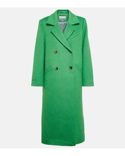 Ganni Cappotto in misto lana - Verde