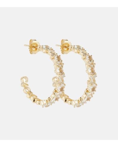 Suzanne Kalan 14kt Gold Hoop Earring With Diamonds And White Topaz - Metallic