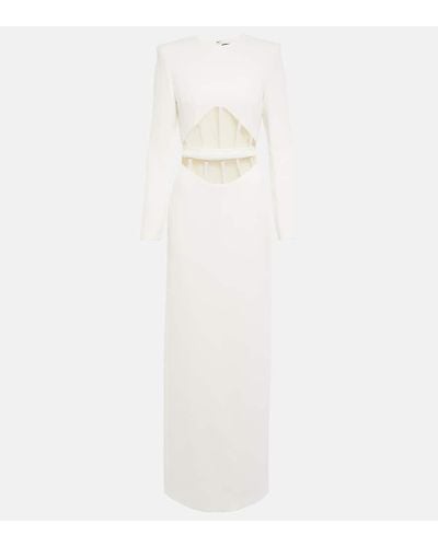 David Koma Mesh-trimmed Cady Gown - White
