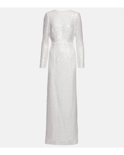 Erdem Yoanna Sequin Tie Back Gown - White