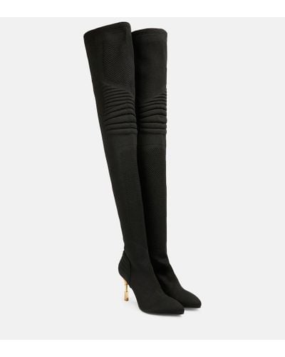 Balmain Moneta Knit Over-the-knee Boots - Black