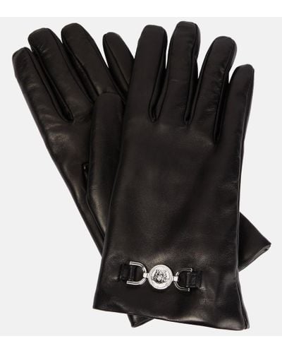 Versace Medusa Leather Gloves - Black