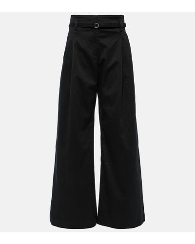 Proenza Schouler White Label Raver Cotton-blend Wide-leg Trousers - Black