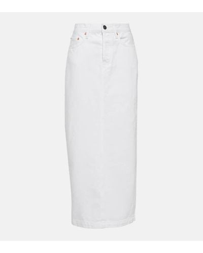Wardrobe NYC Falda larga de denim de algodon - Blanco