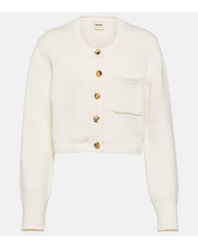 Khaite Lavan Cropped Cashmere Cardigan - White