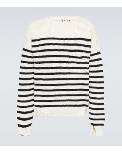 Marni Striped Wool Sweater - White