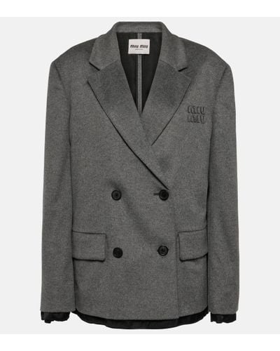 Miu Miu Double-breasted Wool And Cashmere Blazer - Black