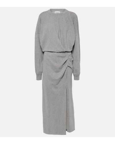 Isabel Marant Salomon Ruched Cotton Jersey Midi Dress - Gray