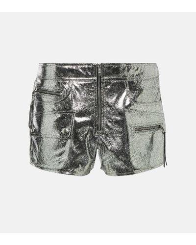 Isabel Marant Shorts Coria in pelle metallizzata - Grigio