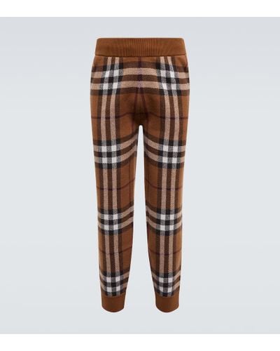 Burberry Checked Cashmere Pants - Brown