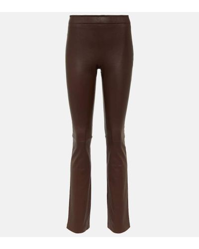Stouls Leather Bootcut Pants - Brown