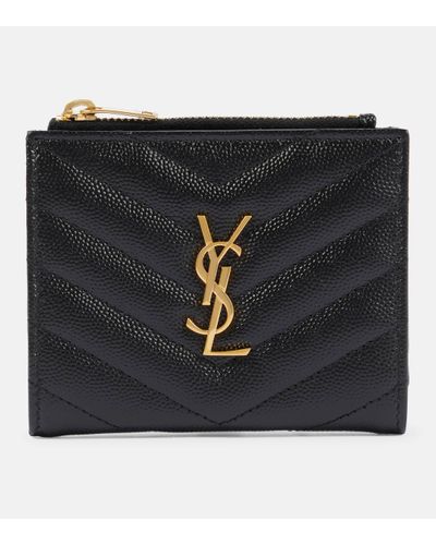 Saint Laurent Monogram Zipped Leather Wallet - Black
