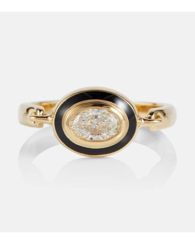 Melissa Kaye Lenox Reign 18kt Gold Ring With Enamel And Diamonds - Metallic
