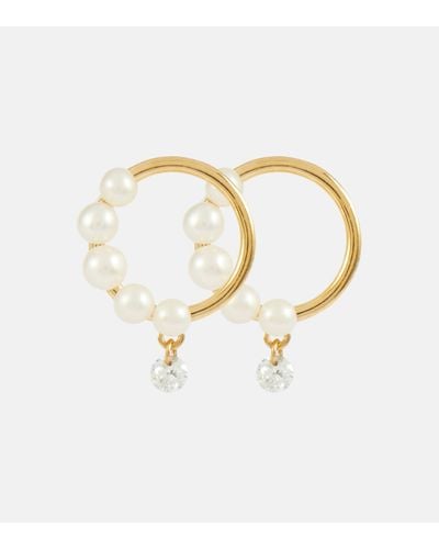 PERSÉE Aphrodite 18kt Gold Hoop Earrings With Pearls And Diamonds - Metallic