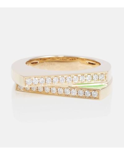 Rainbow K Handcuff 9kt Gold And Enamel Ring With Diamonds - Metallic