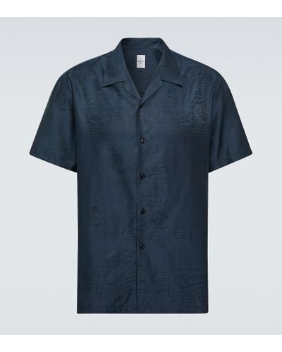 Berluti Printed Silk And Cotton Shirt - Blue