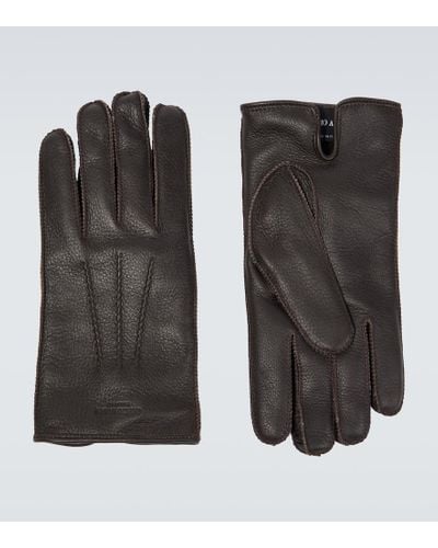 Giorgio Armani Leather Gloves - Black