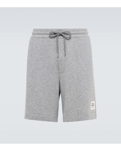 Moncler Bestickte Shorts aus einem Baumwollgemisch - Grau
