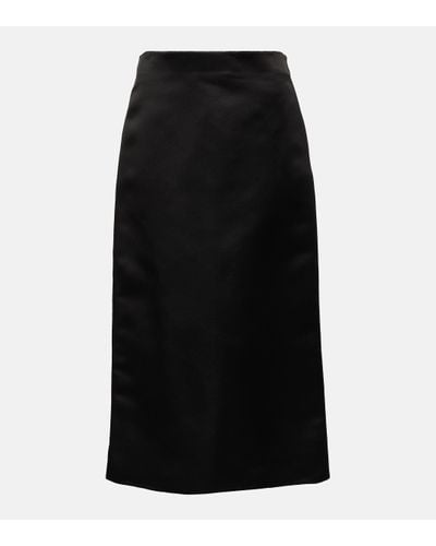 The Row Marinella Silk Midi Skirt - Black