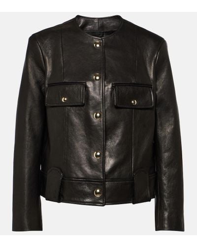 Khaite Laybin Cropped Leather Jacket - Black