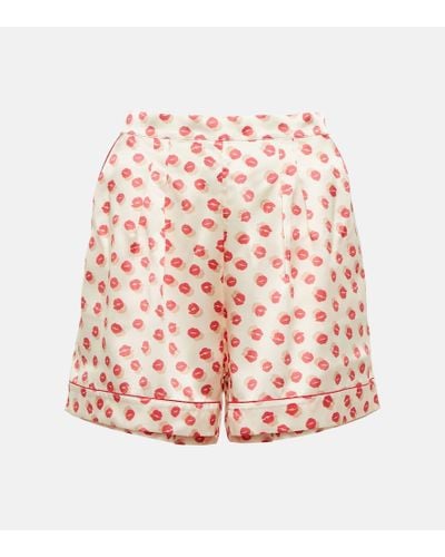 Eres Capitaine Printed Silk Satin Shorts - Red