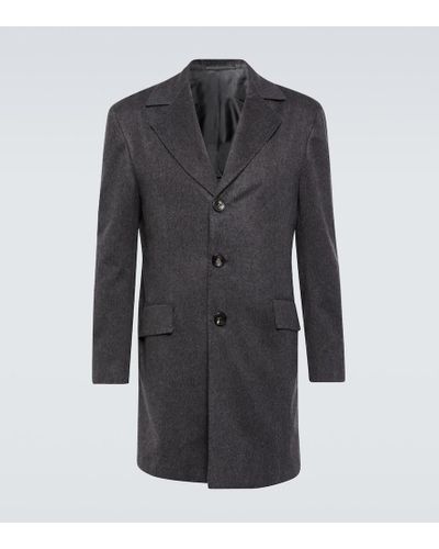 Kiton Single-breasted Cashmere Coat - Black