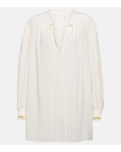 Chloé Camisa de saten de seda con lazada - Blanco