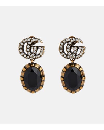 Gucci Gold-tone And Crystal Earrings - Black