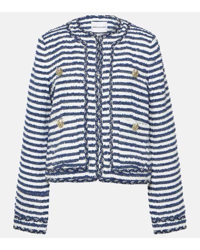 Rebecca Vallance Matteo Striped Boucle Jacket - Blue