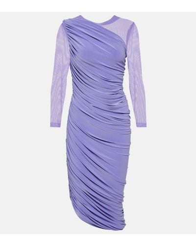 Norma Kamali Diana Ruched Jersey Midi Dress - Purple