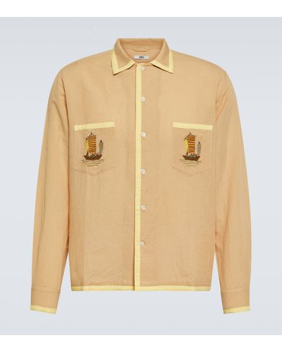 Bode Embroidered Cotton And Linen Shirt - Natural